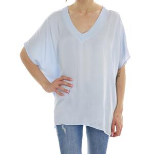 BLUSA SCOLLO V CELESTE